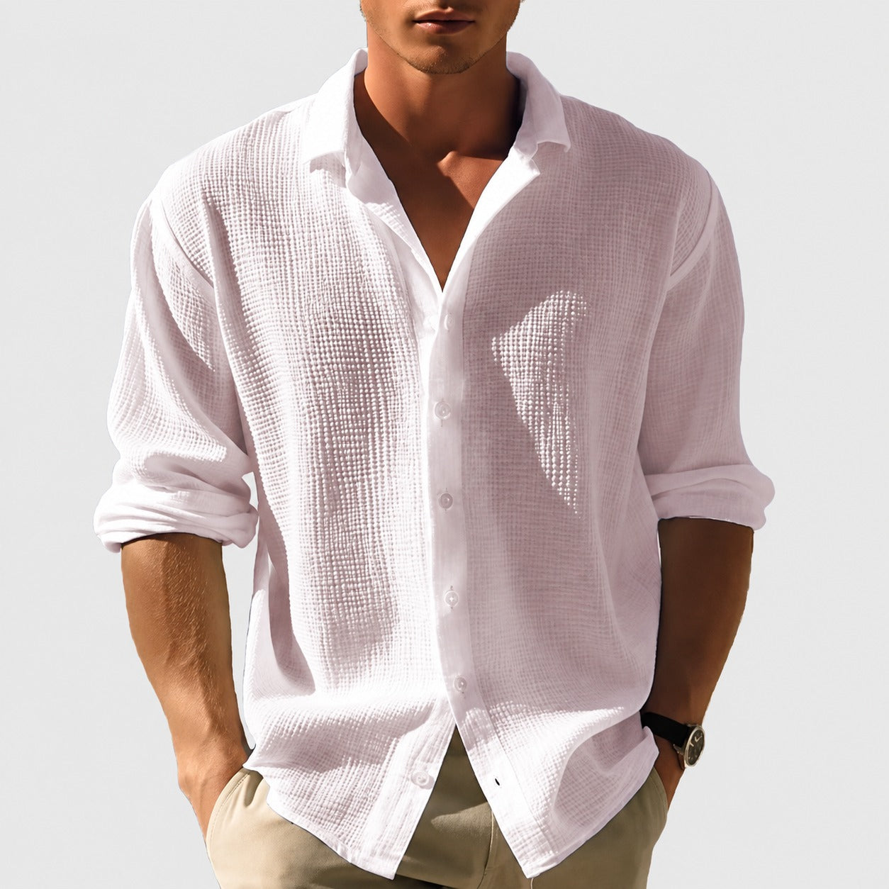 Kelvin - Chemise d'été pour hommes, légère et décontractée à boutons