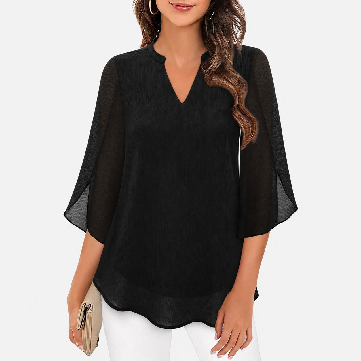 Ella - Blouse légère avec fentes frappantes aux manches