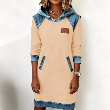 Catherine - Robe à capuche à manches longues avec poches pour femme