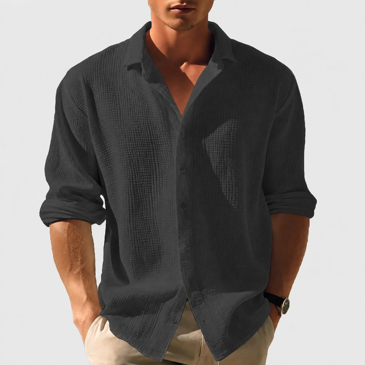 Kelvin - Chemise d'été pour hommes, légère et décontractée à boutons