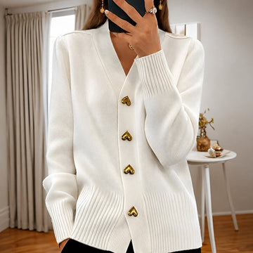 Annalee - Cardigan Élégant avec Boutons d'Amour pour Femmes