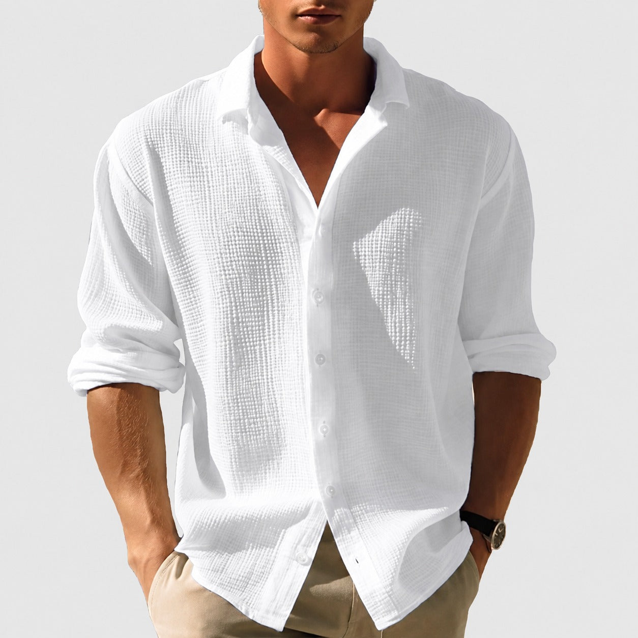Kelvin - Chemise d'été pour hommes, légère et décontractée à boutons