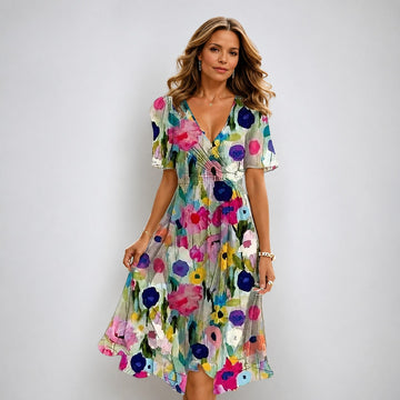 Annegret - Robe élégante pour femmes avec col en V