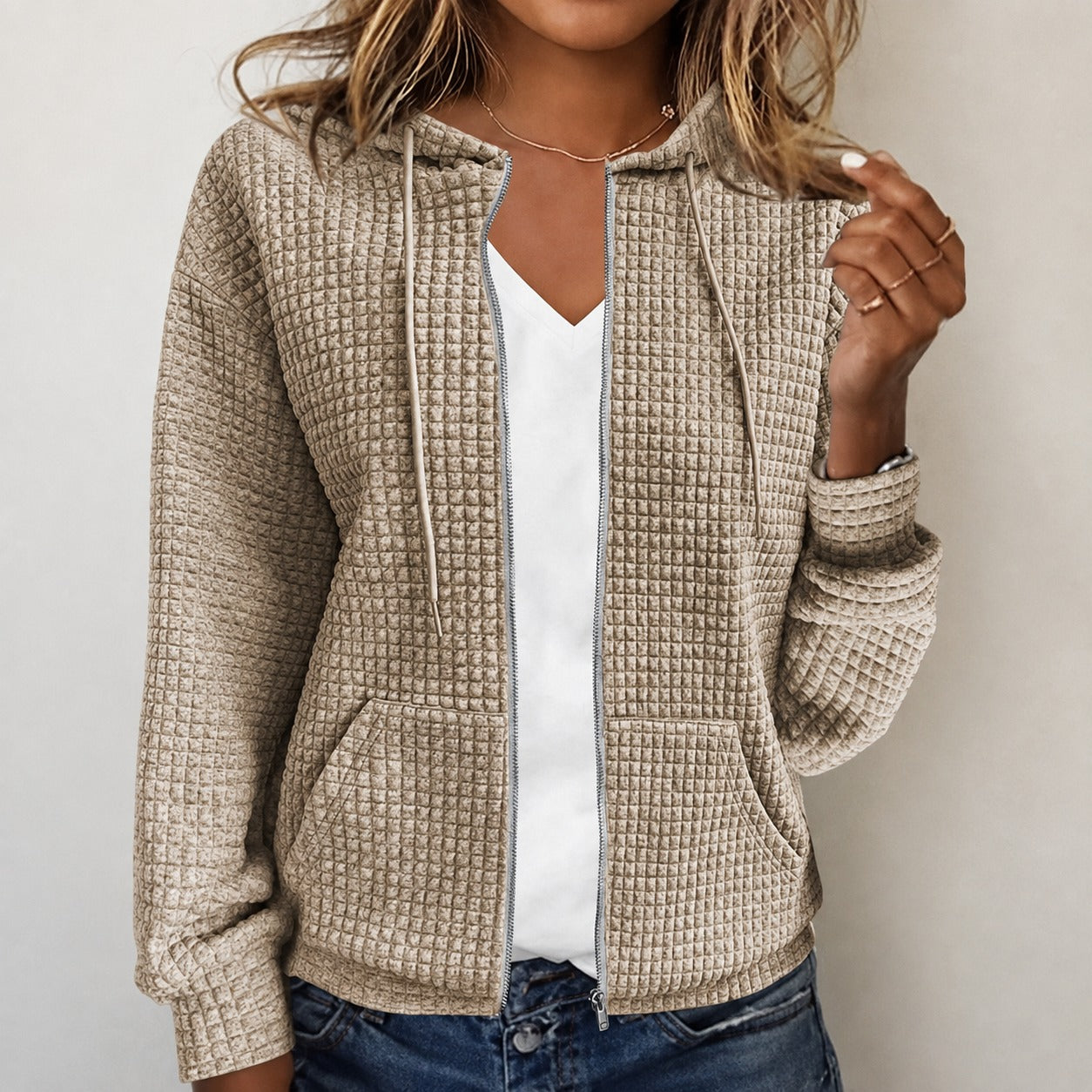 Kristel - Veste à capuche en piqué gaufré