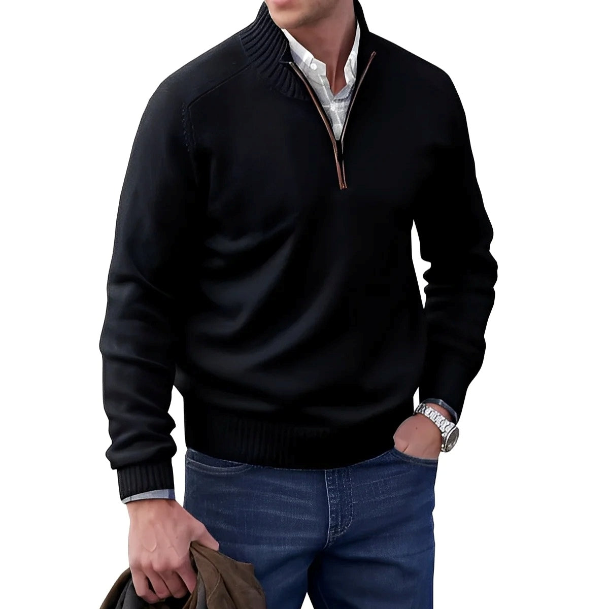 Gabriel - Pull décontracté pour hommes avec fermeture éclair