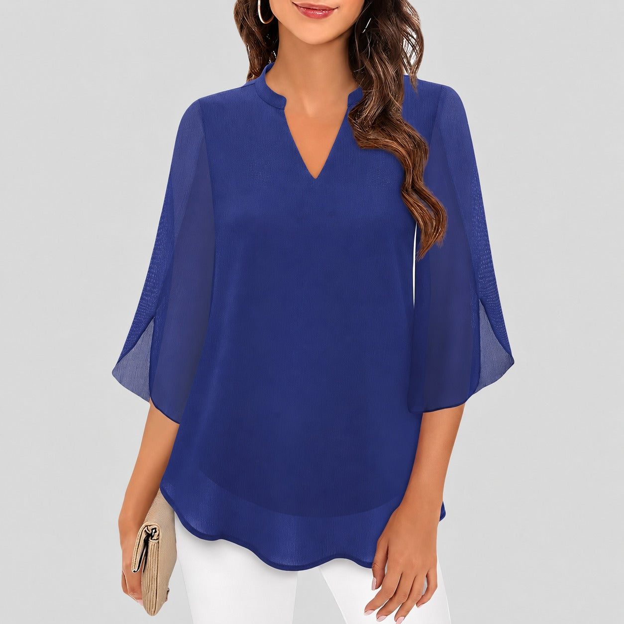 Ella - Blouse légère avec fentes frappantes aux manches