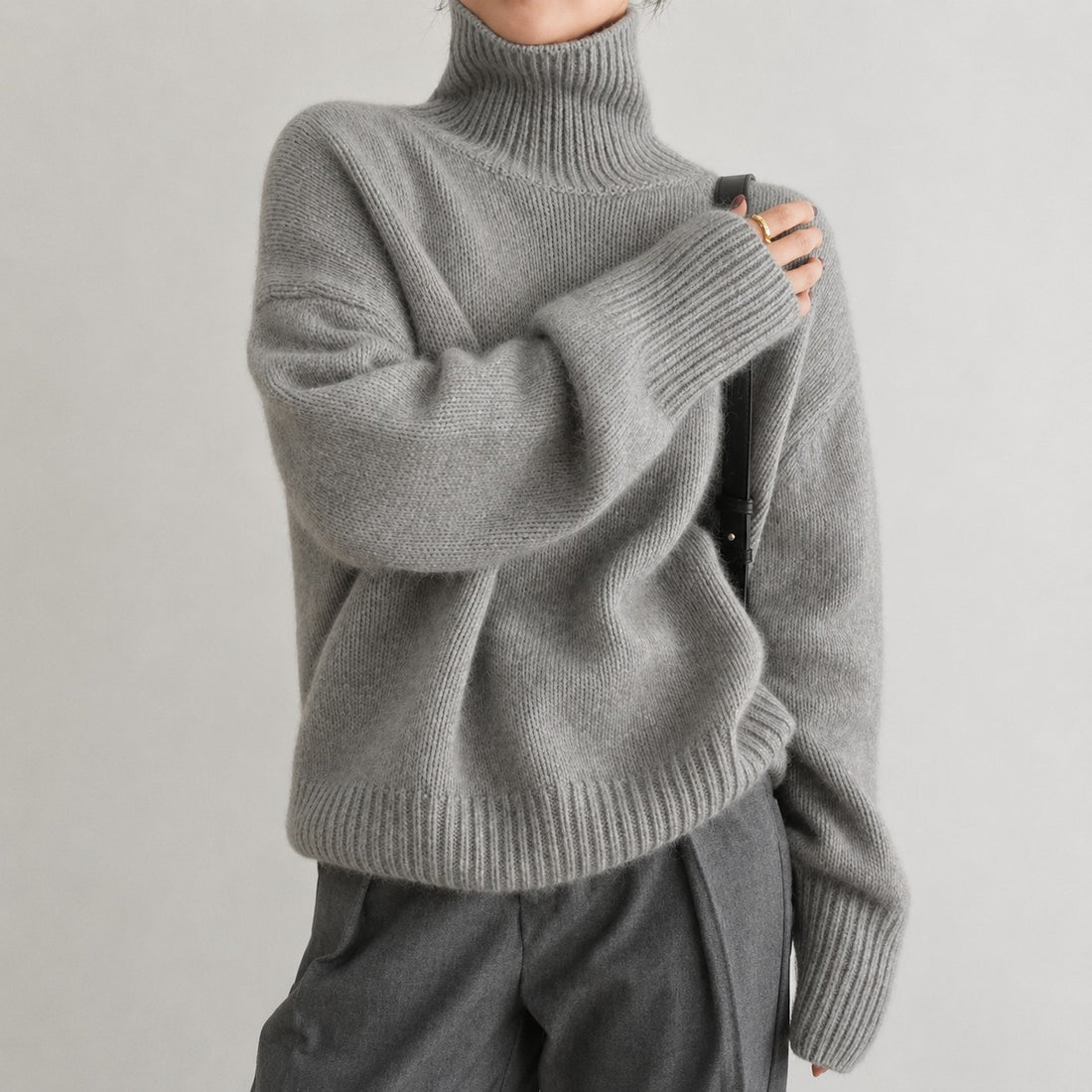 Lea - Pull à col roulé ample pour femme