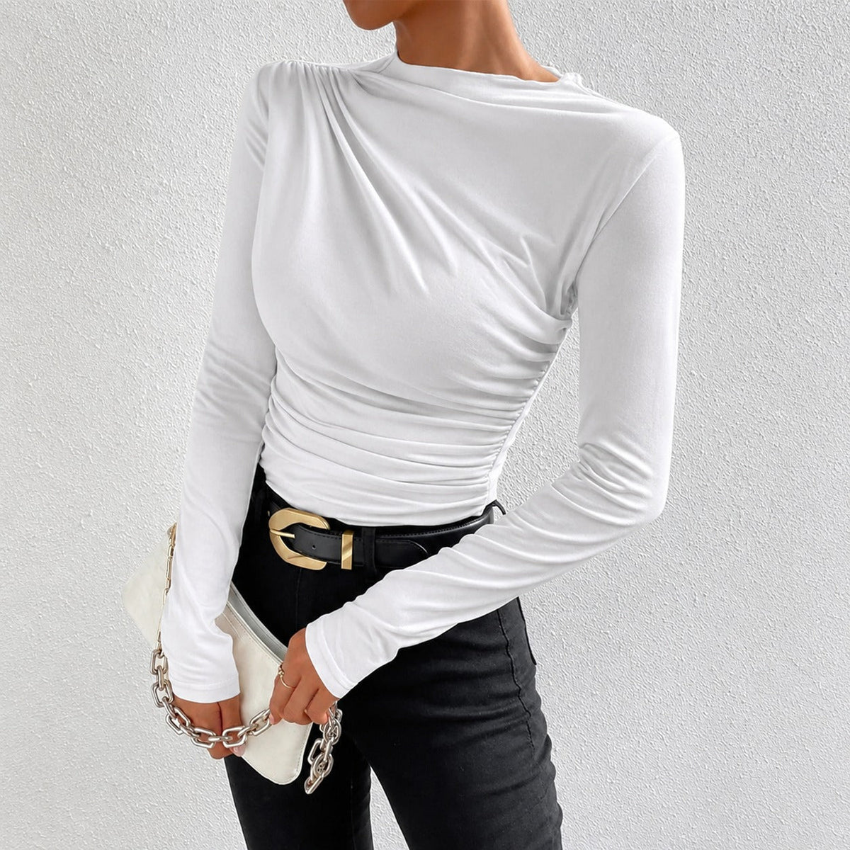 Livia - T-shirt à manches longues et ajusté avec volants