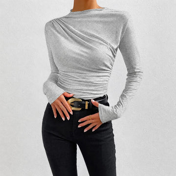 Livia - T-shirt à manches longues et ajusté avec volants