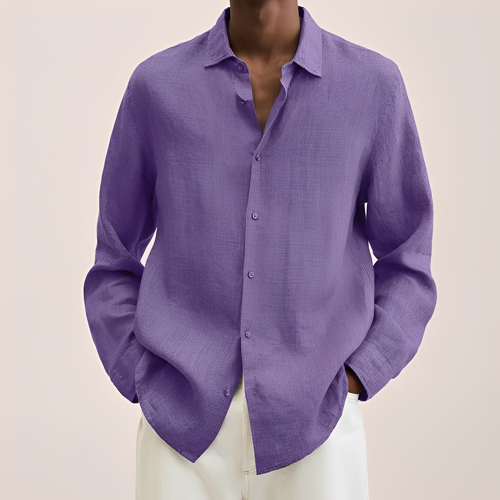 Calvin - Chemise à manches longues pour hommes en tissu léger