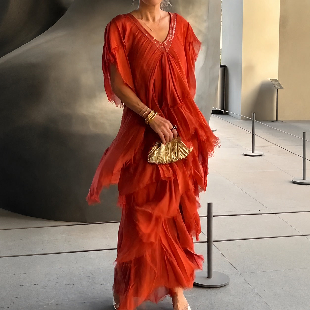 Riza - Robe plissée avec silhouette fluide