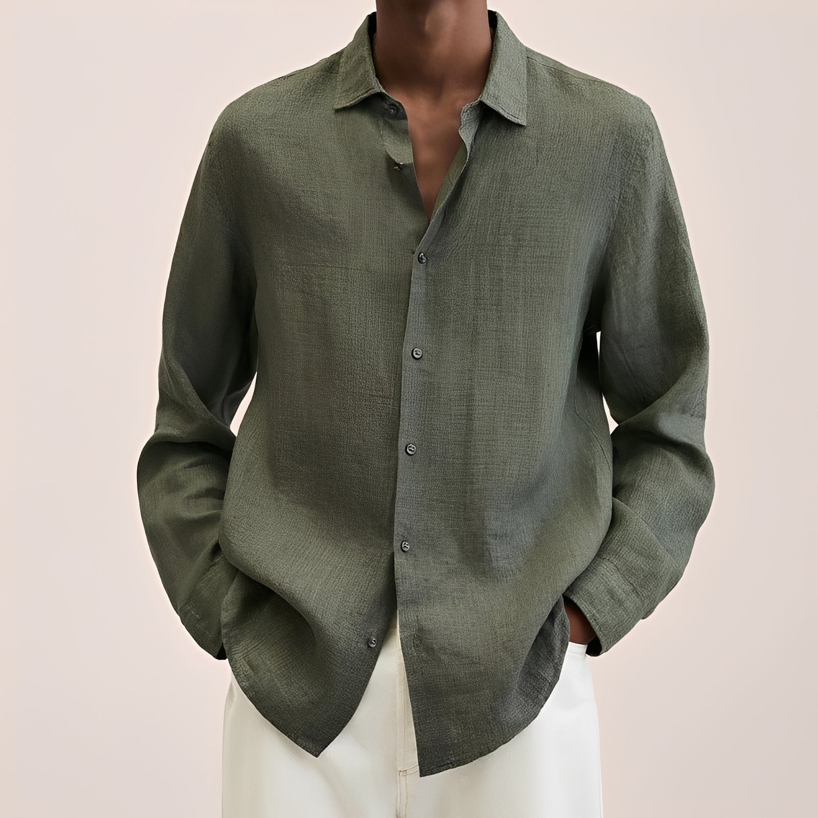 Calvin - Chemise à manches longues pour hommes en tissu léger