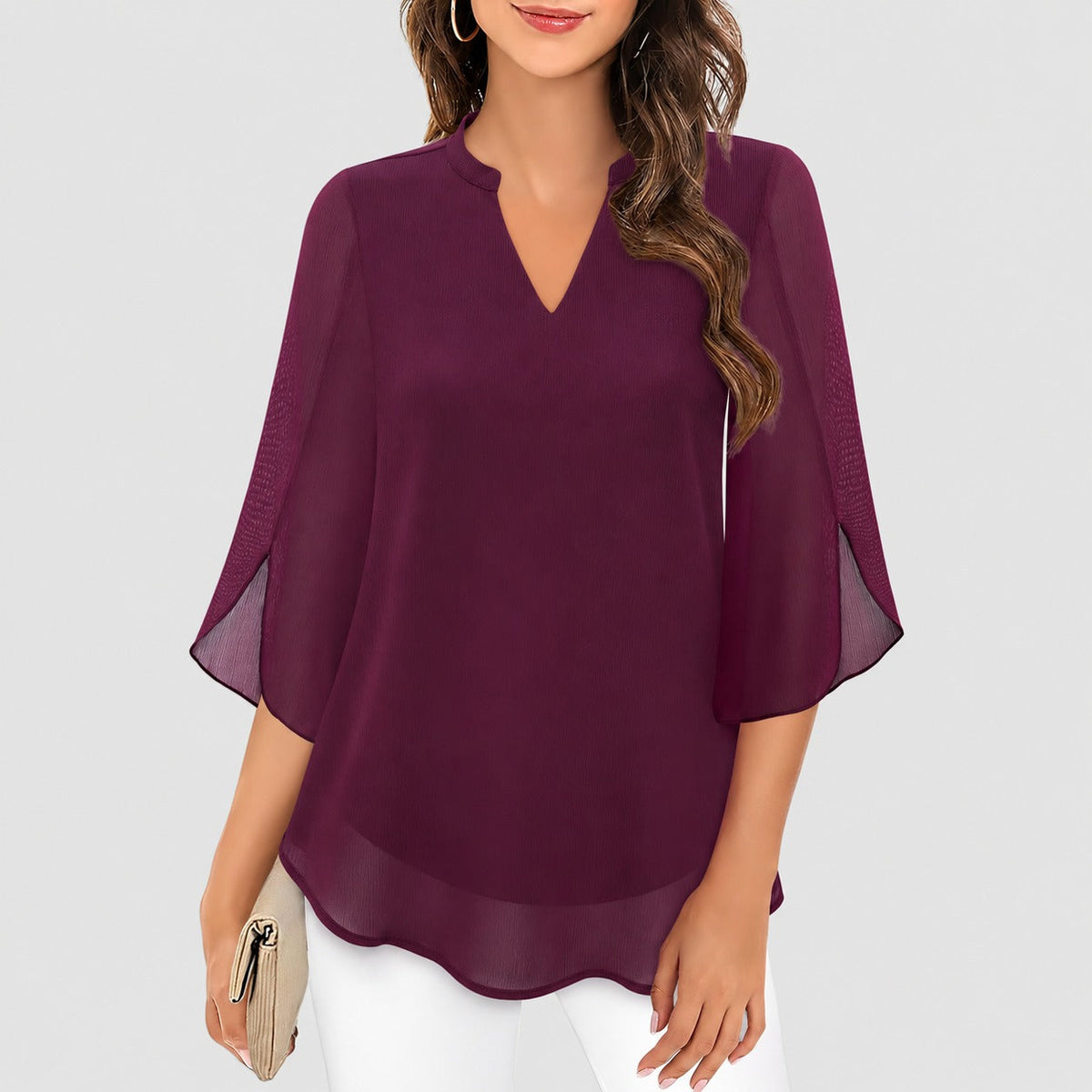 Ella - Blouse légère avec fentes frappantes aux manches