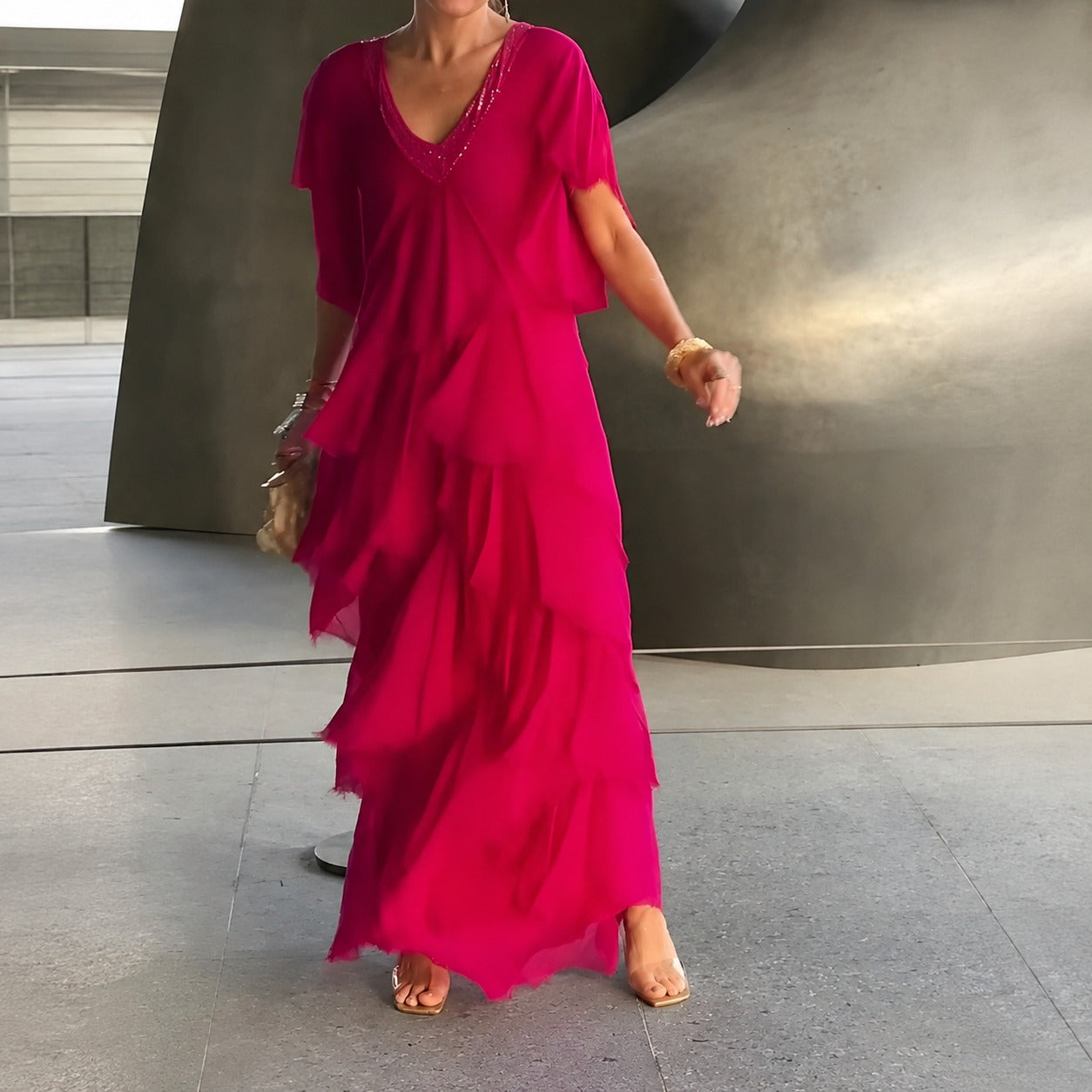 Riza - Robe plissée avec silhouette fluide