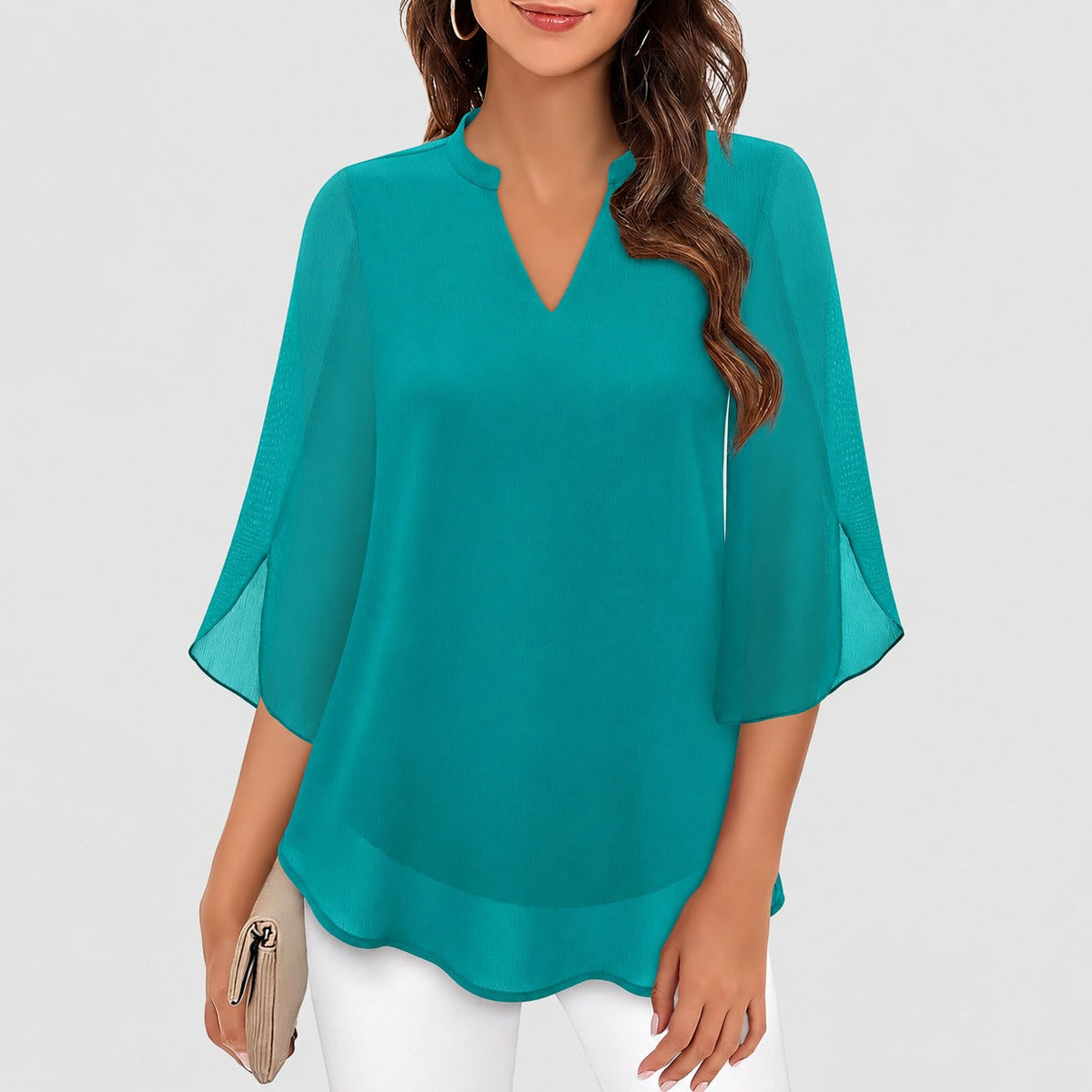Ella - Blouse légère avec fentes frappantes aux manches