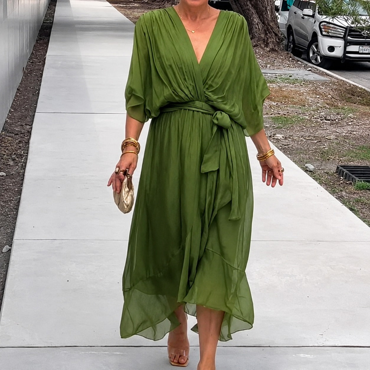 Loisa - Robe légère en chiffon avec col en V