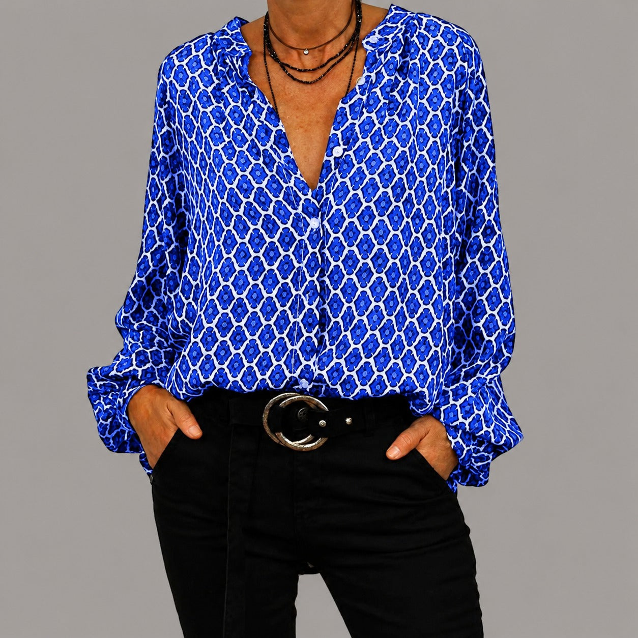 Zara - Blouse décontractée et ample avec col en V