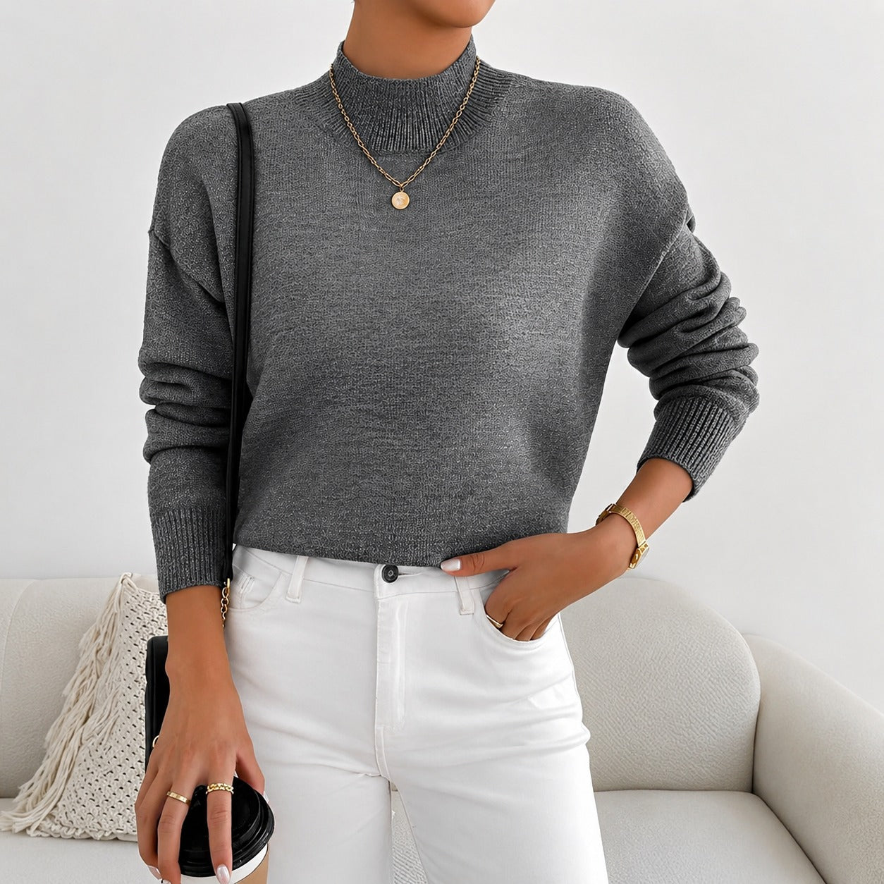 Roxana - Pull élégant à col mi-haut pour femme