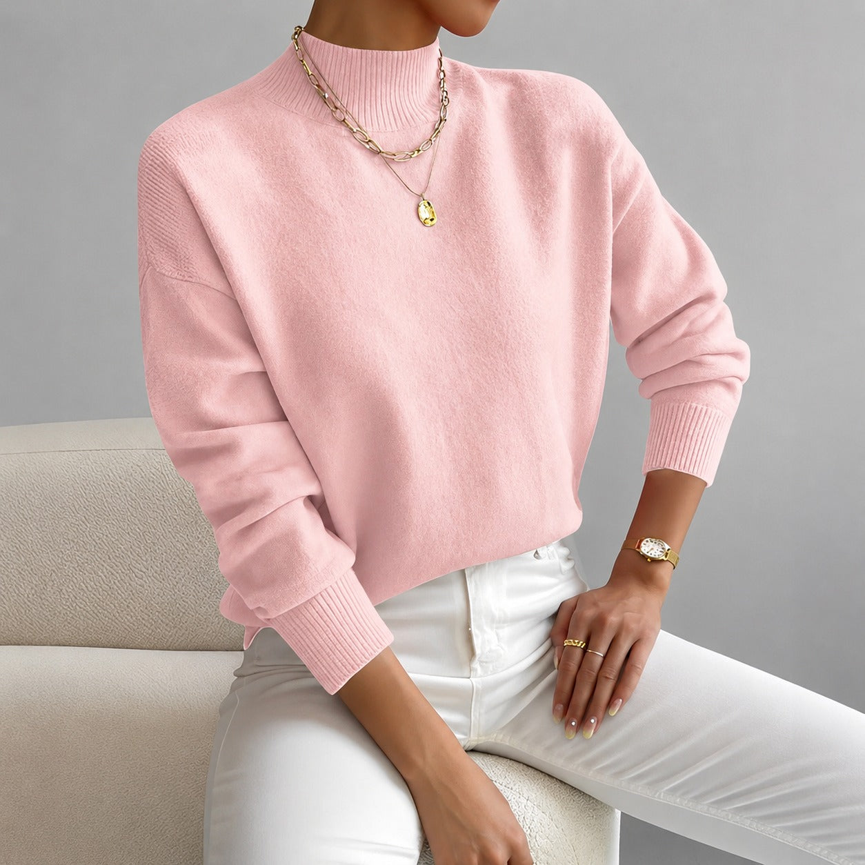Roxana - Pull élégant à col mi-haut pour femme