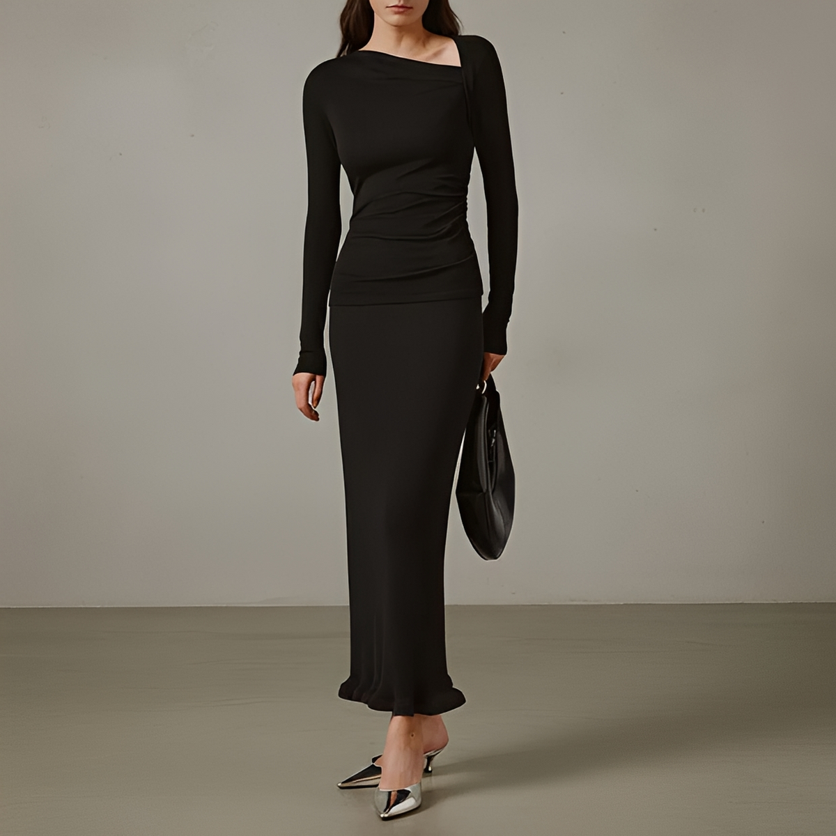 Selina - Chemise côtelée asymétrique