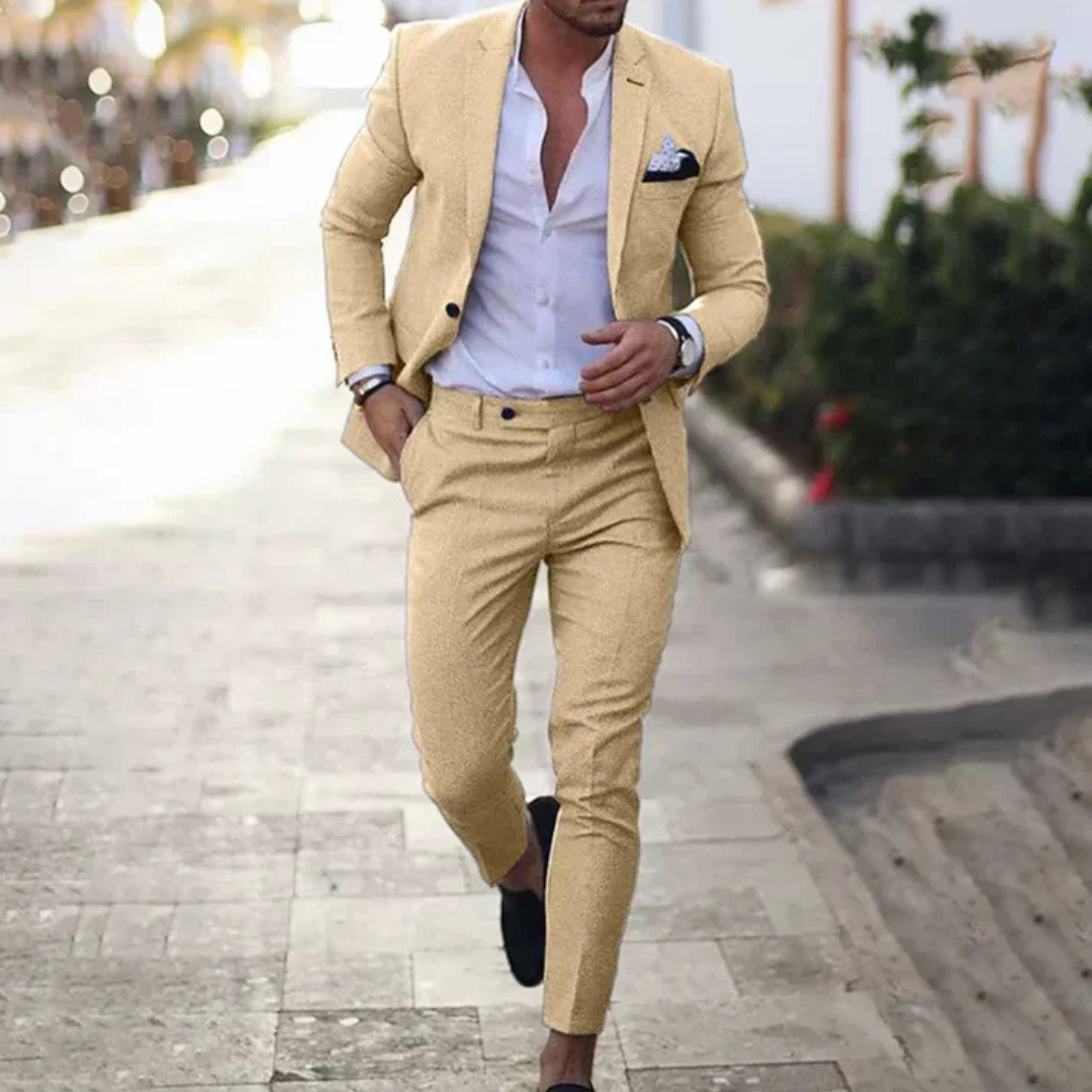 Asher - Ensemble costume avec pantalon, style décontracté
