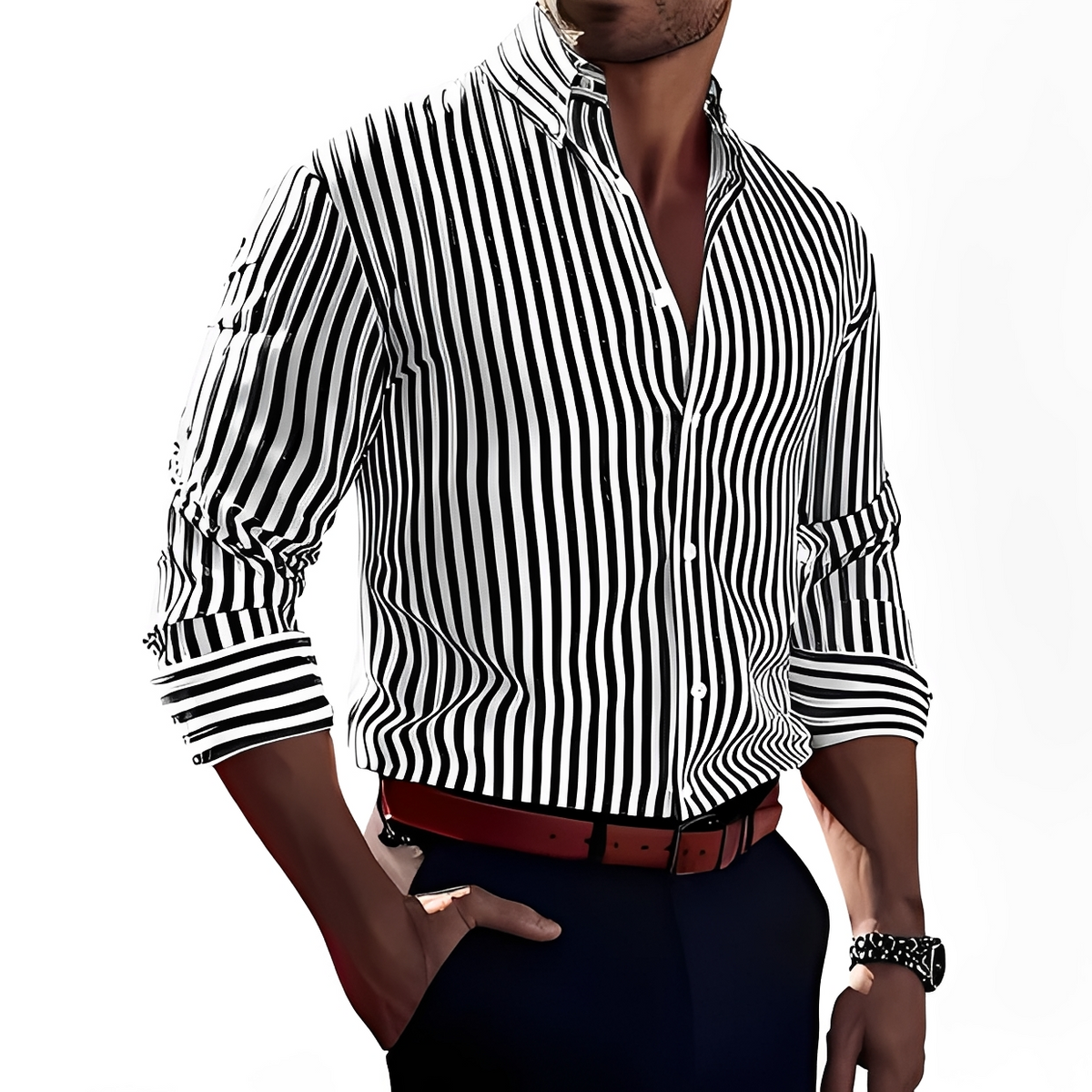 Bricen - Chemise à rayures avec manches longues