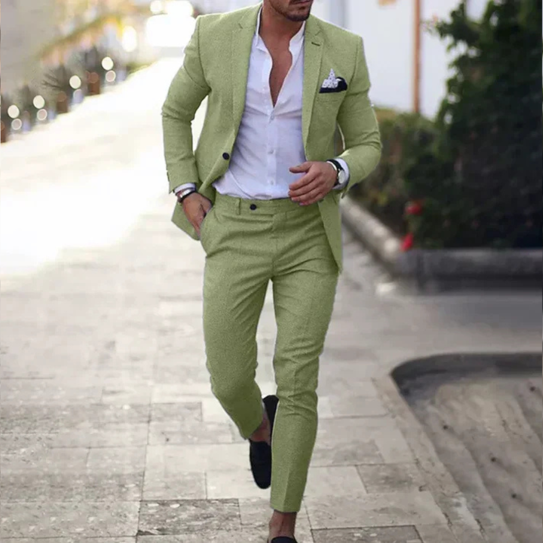 Asher - Ensemble costume avec pantalon, style décontracté