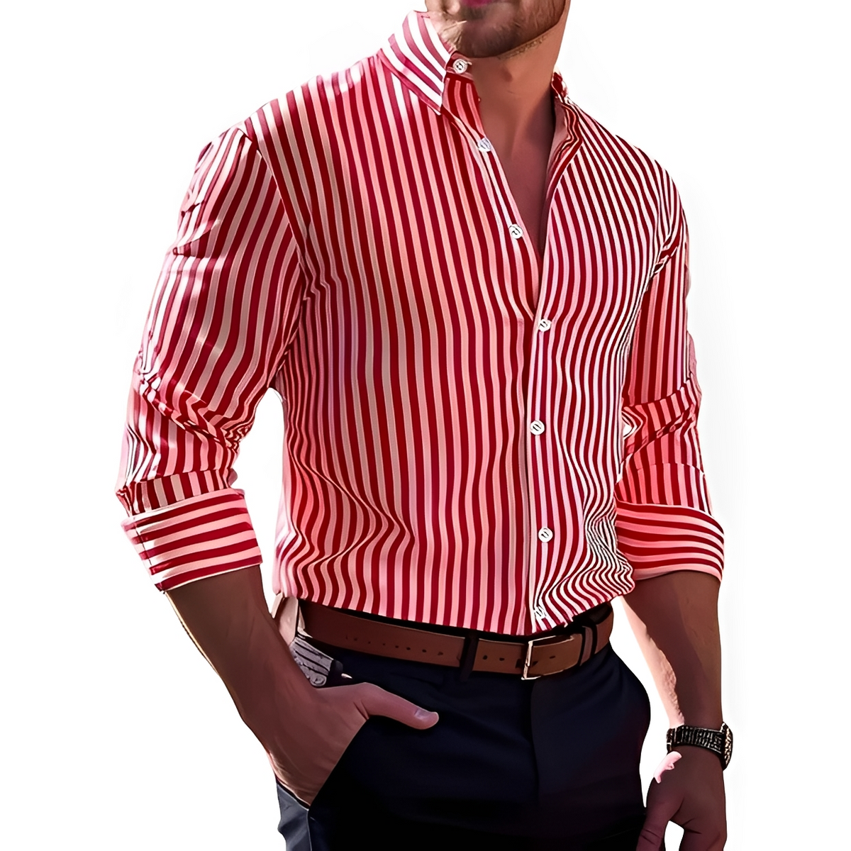 Bricen - Chemise à rayures avec manches longues