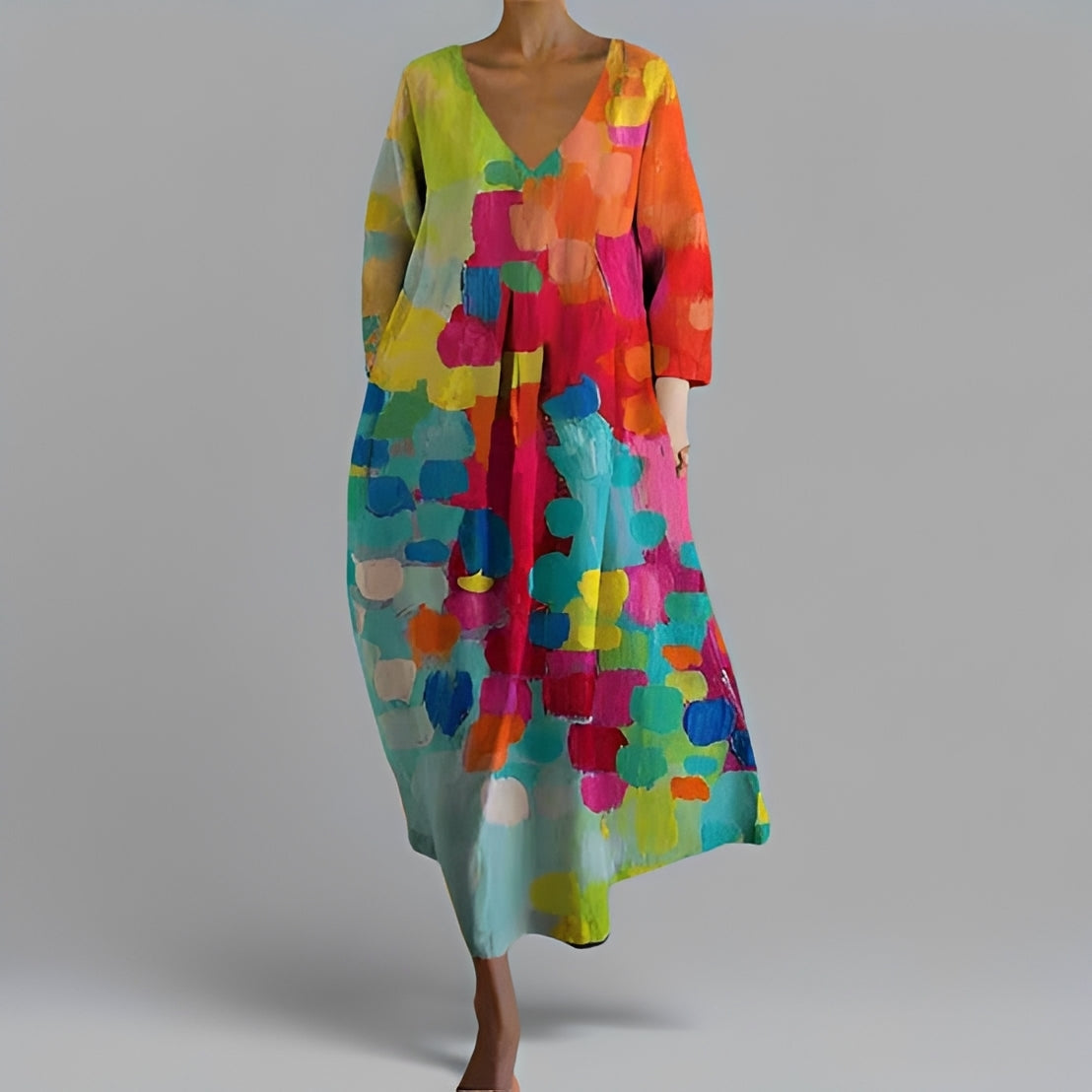 Alina - Robe midi oversize avec col en V