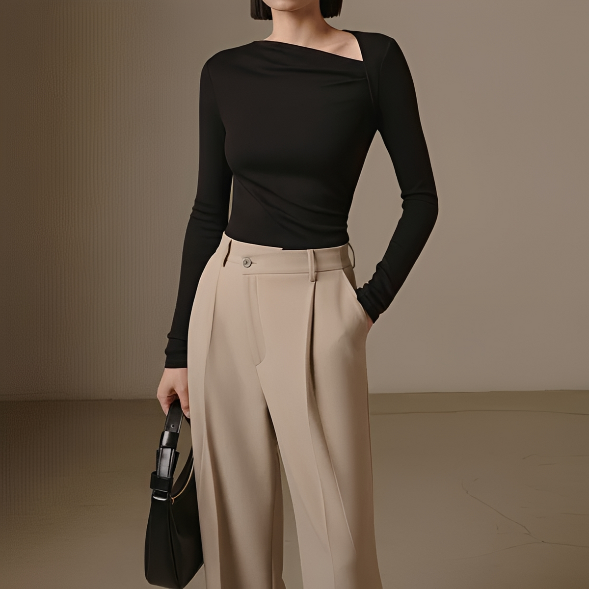Selina - Chemise côtelée asymétrique