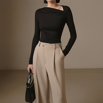Selina - Chemise côtelée asymétrique
