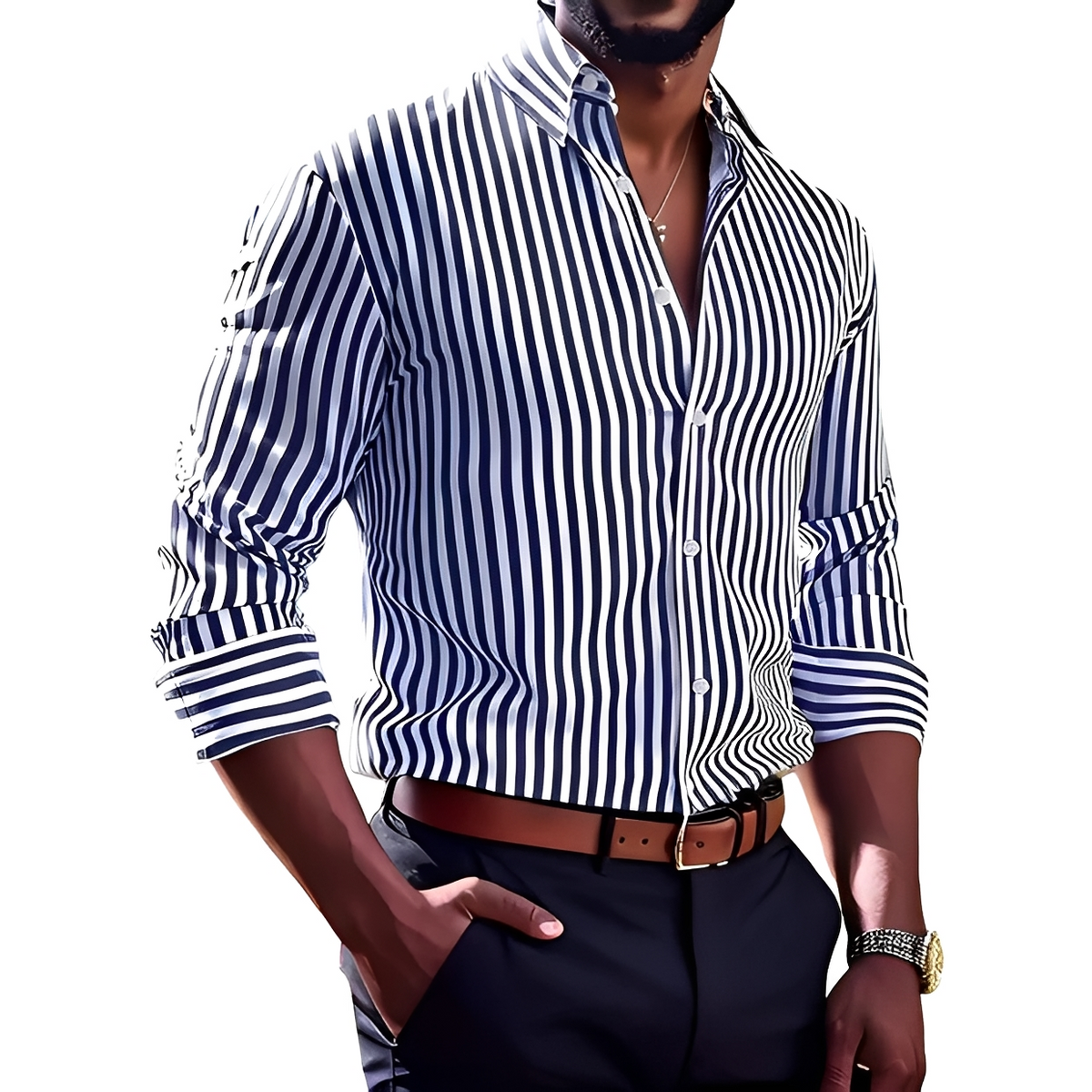 Bricen - Chemise à rayures avec manches longues