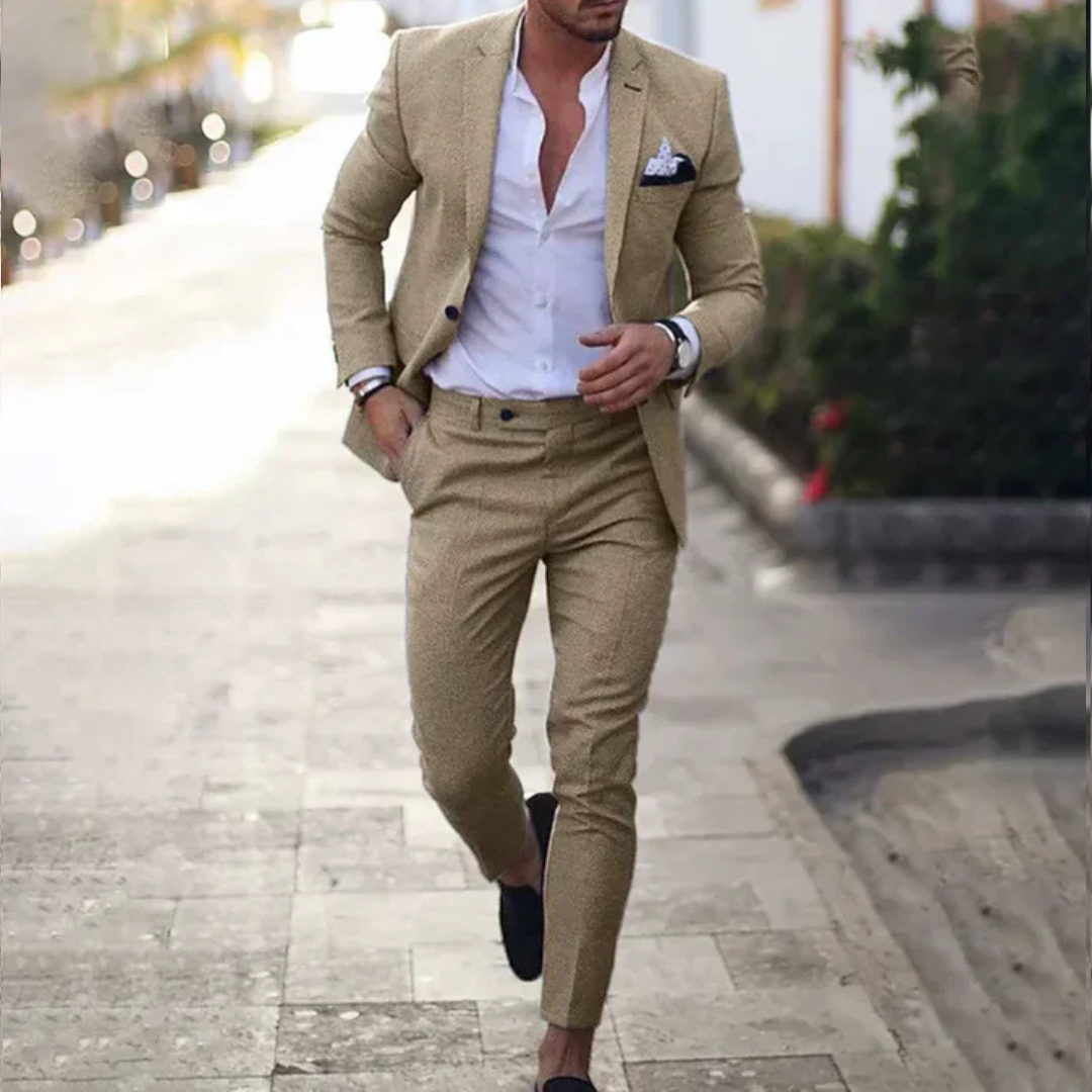Asher - Ensemble costume avec pantalon, style décontracté