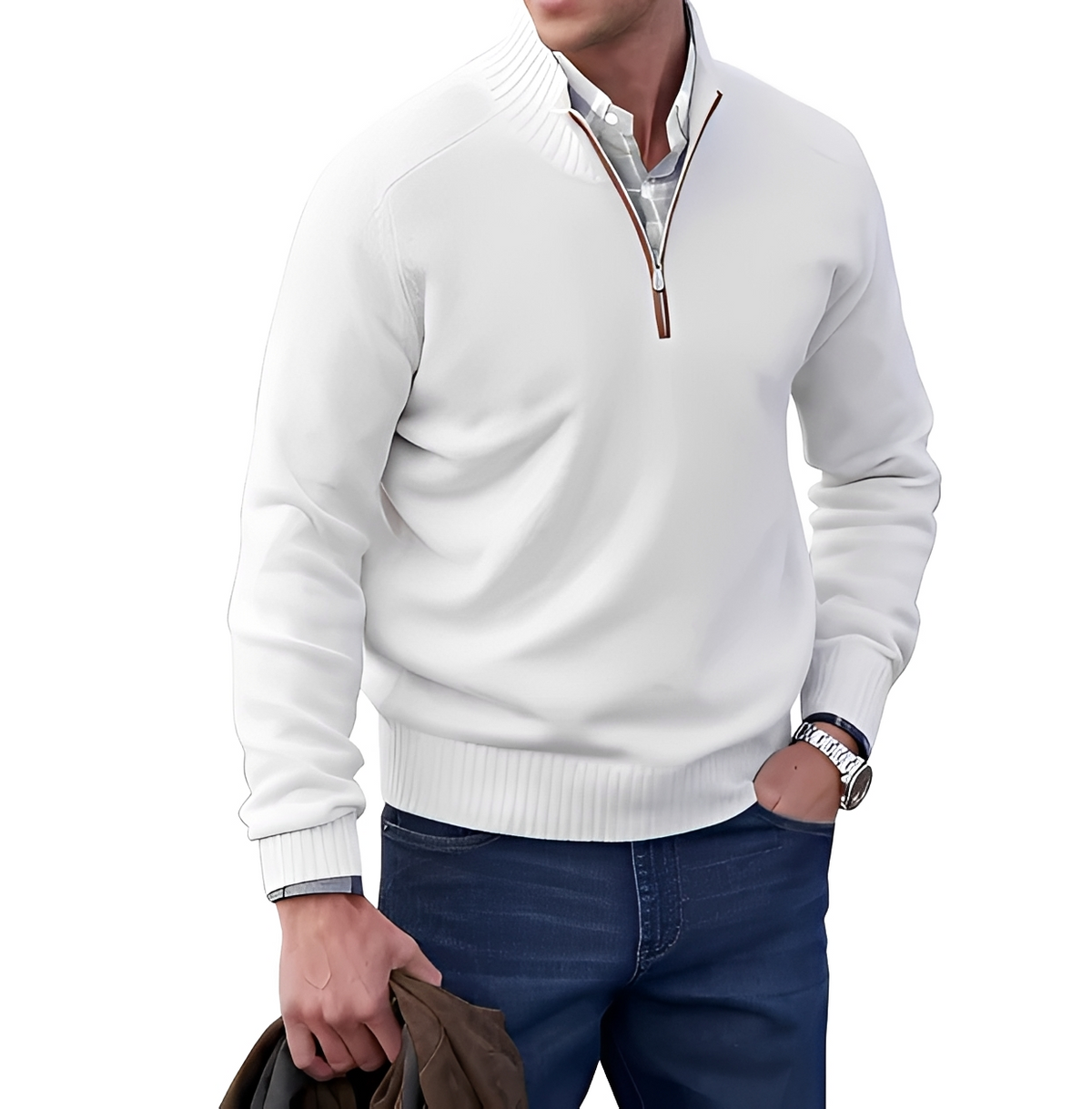 Gabriel - Pull chaud et confortable avec col zippé