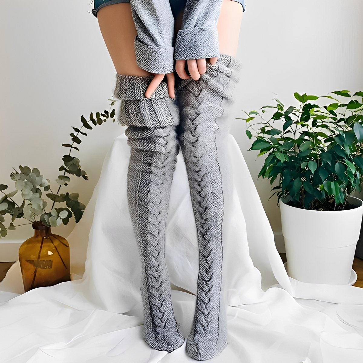 Hailee - Chaussettes overknee douillettes et chaudes