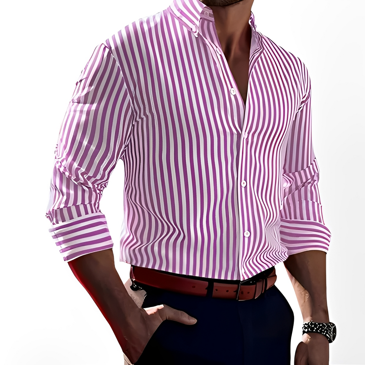 Bricen - Chemise à rayures avec manches longues