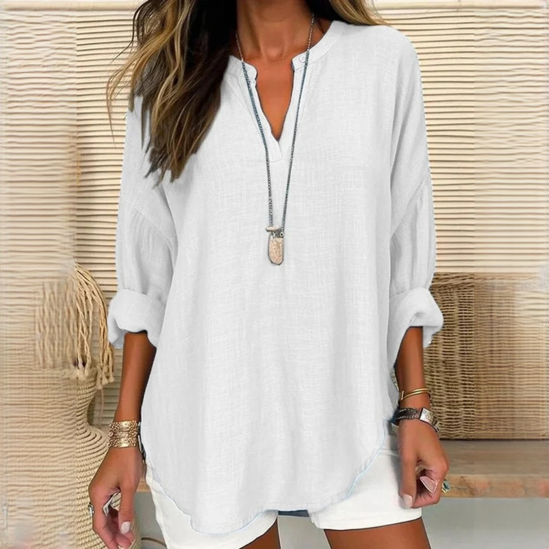 Eliza - Blouse à manches longues décontractée avec col en V