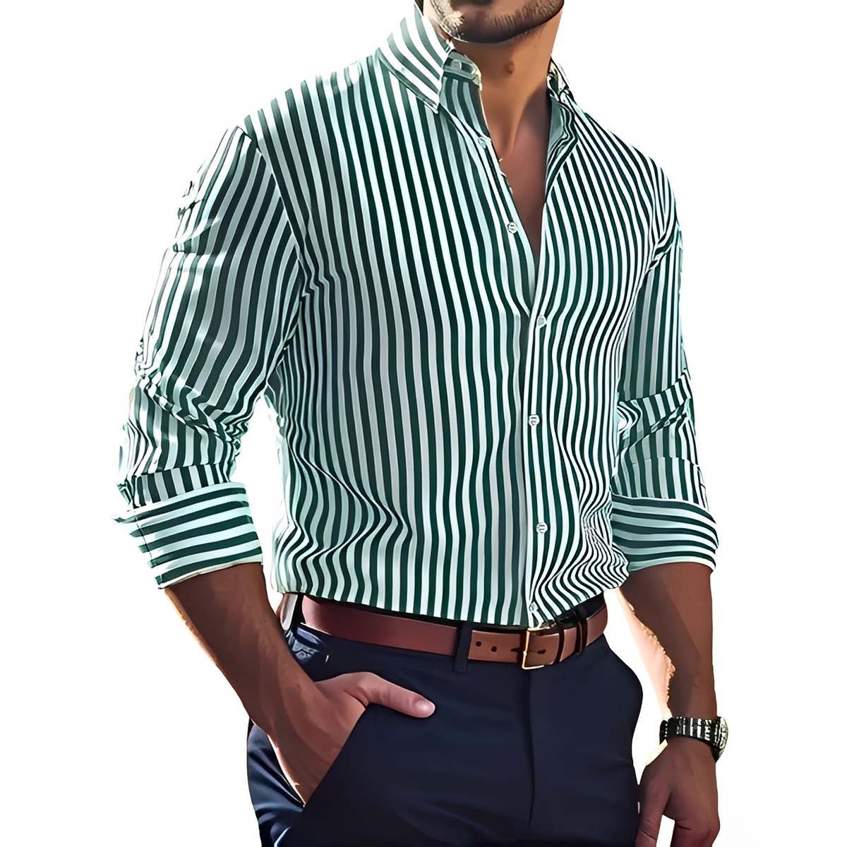 Bricen - Chemise à rayures avec manches longues