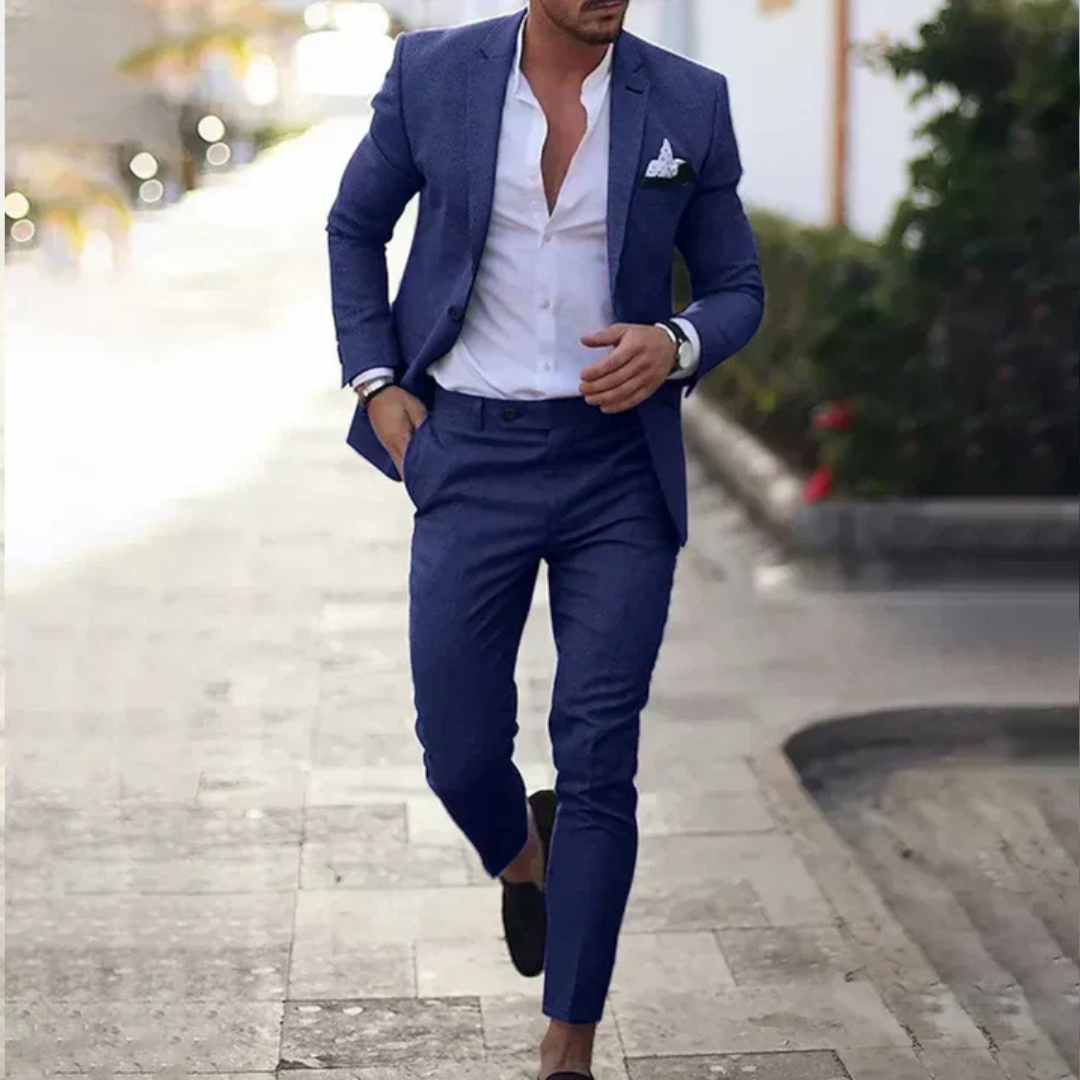 Asher - Ensemble costume avec pantalon, style décontracté