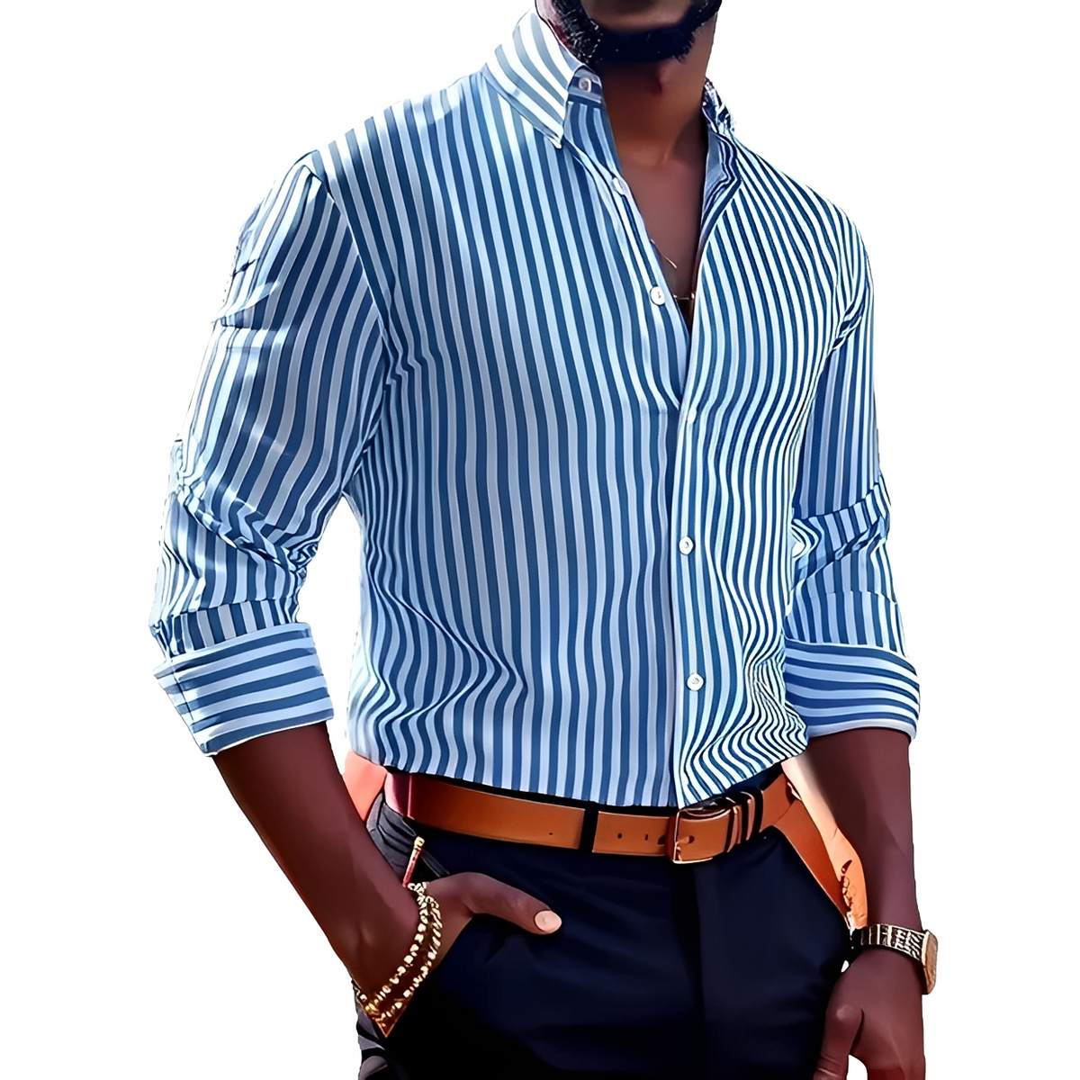 Bricen - Chemise à rayures avec manches longues
