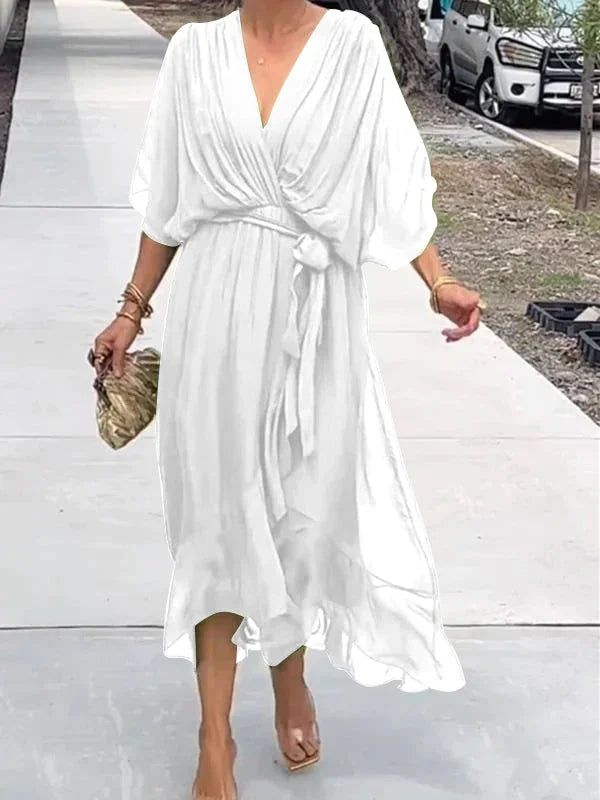 Loisa - Robe élégante en chiffon avec décolleté en V