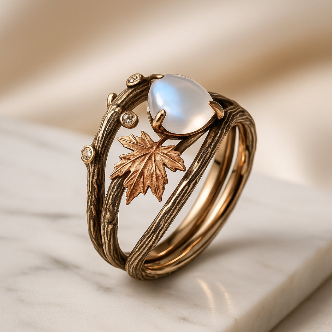 Celestia – Bague en pierre de lune avec charme naturel