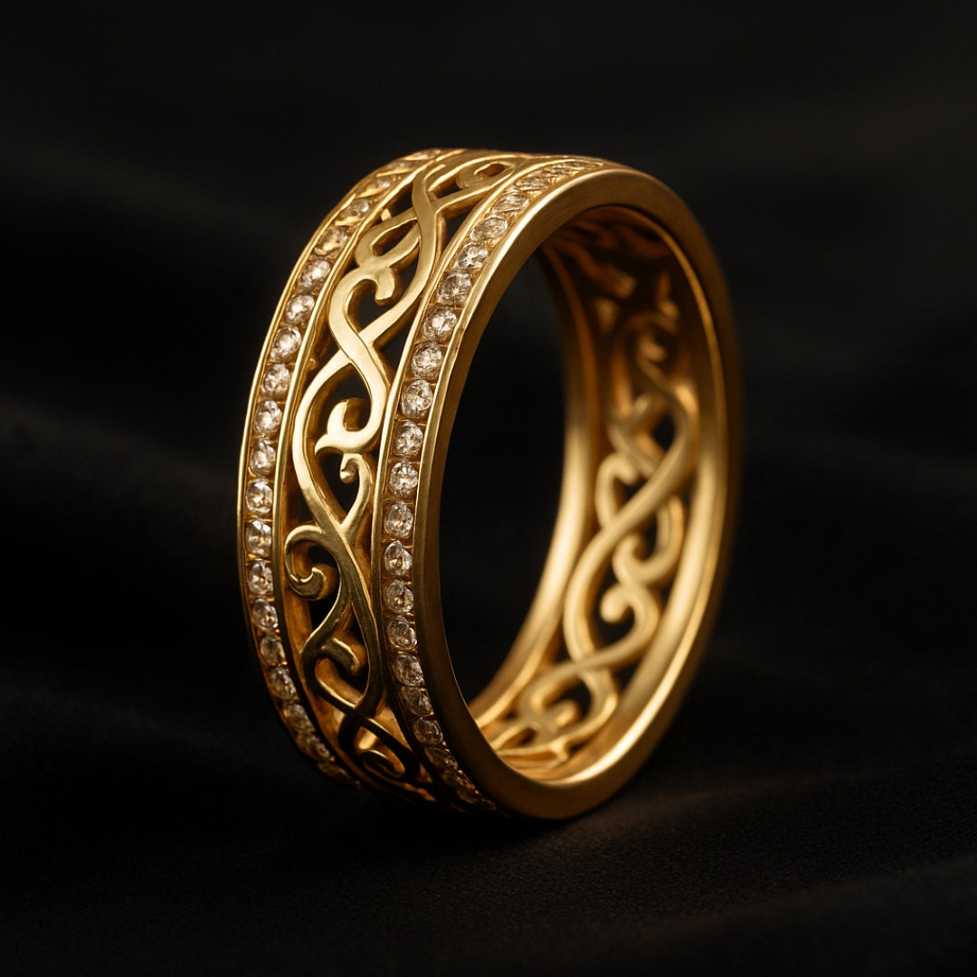 Elena – Bague dorée creuse brillante