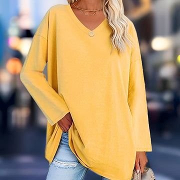 Martina - T-shirt à manches longues tendance avec décolleté en V pour le confort