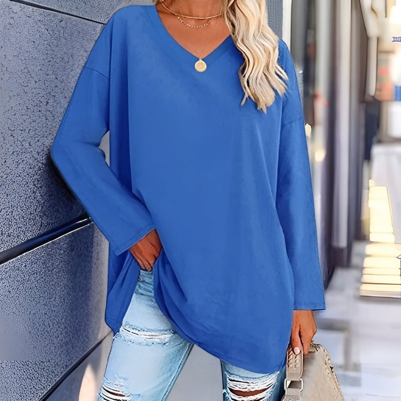 Martina - T-shirt à manches longues tendance avec décolleté en V pour le confort