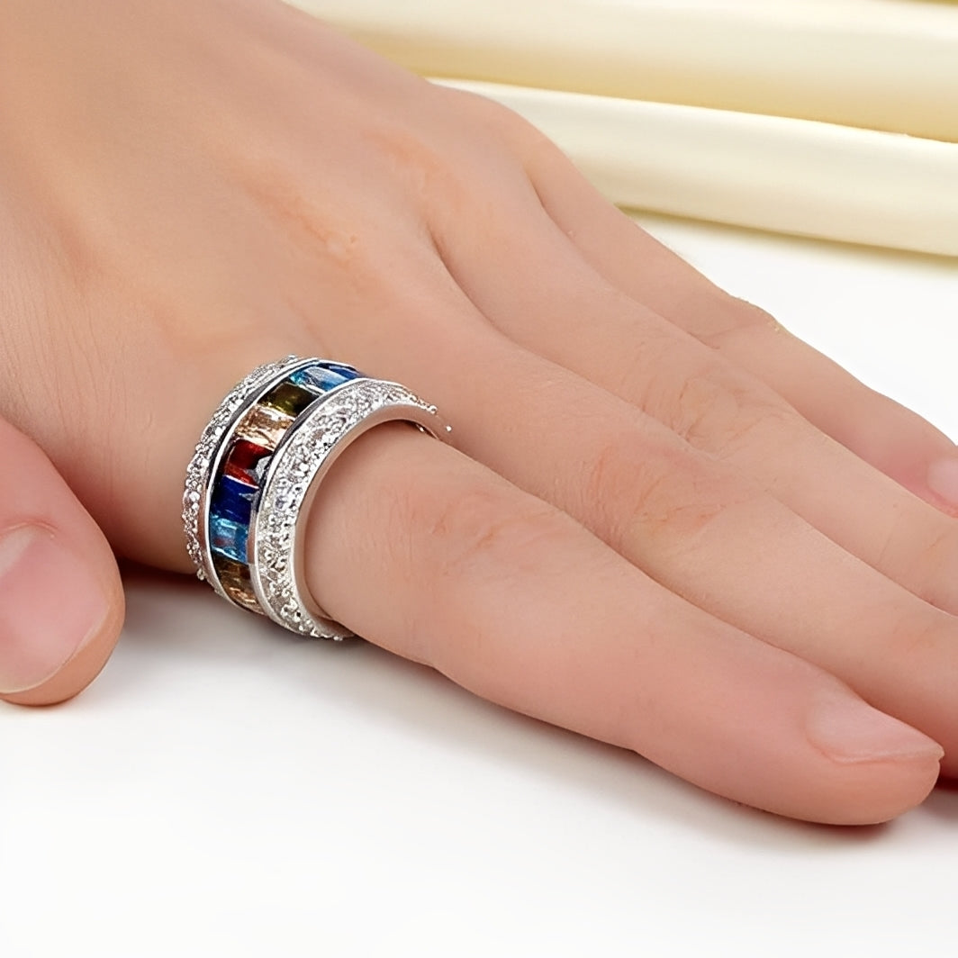 Sheena – Bague avec plusieurs pierres en argent 925