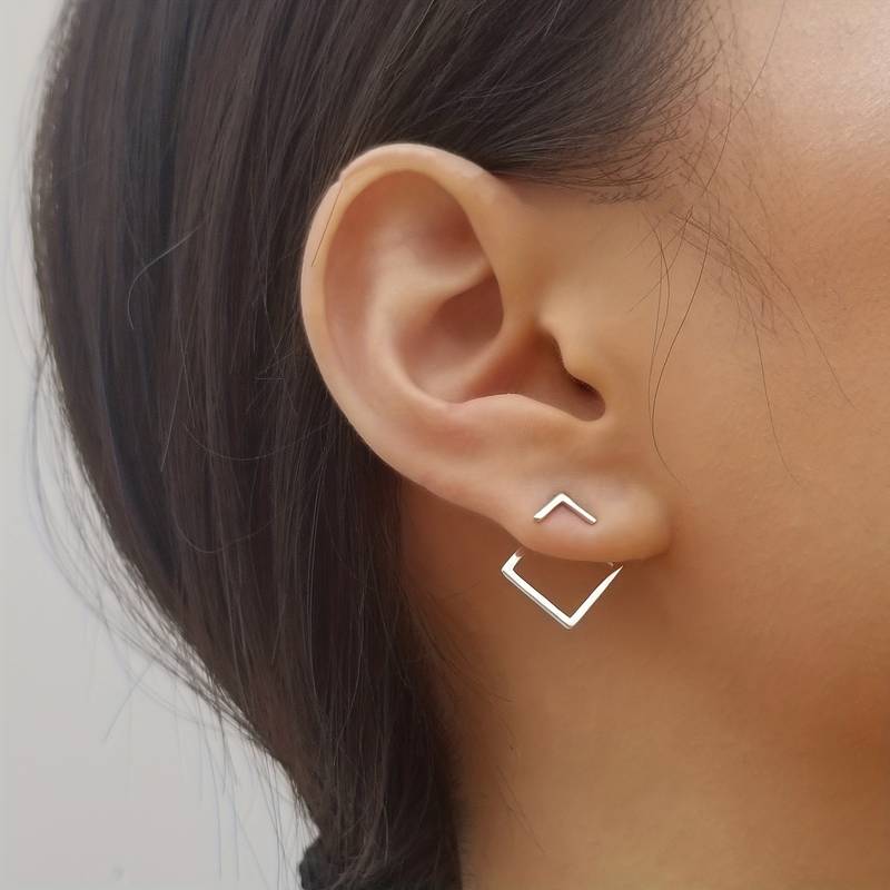 Losange connectant - Boucles d'Oreilles géométriques minimalistes