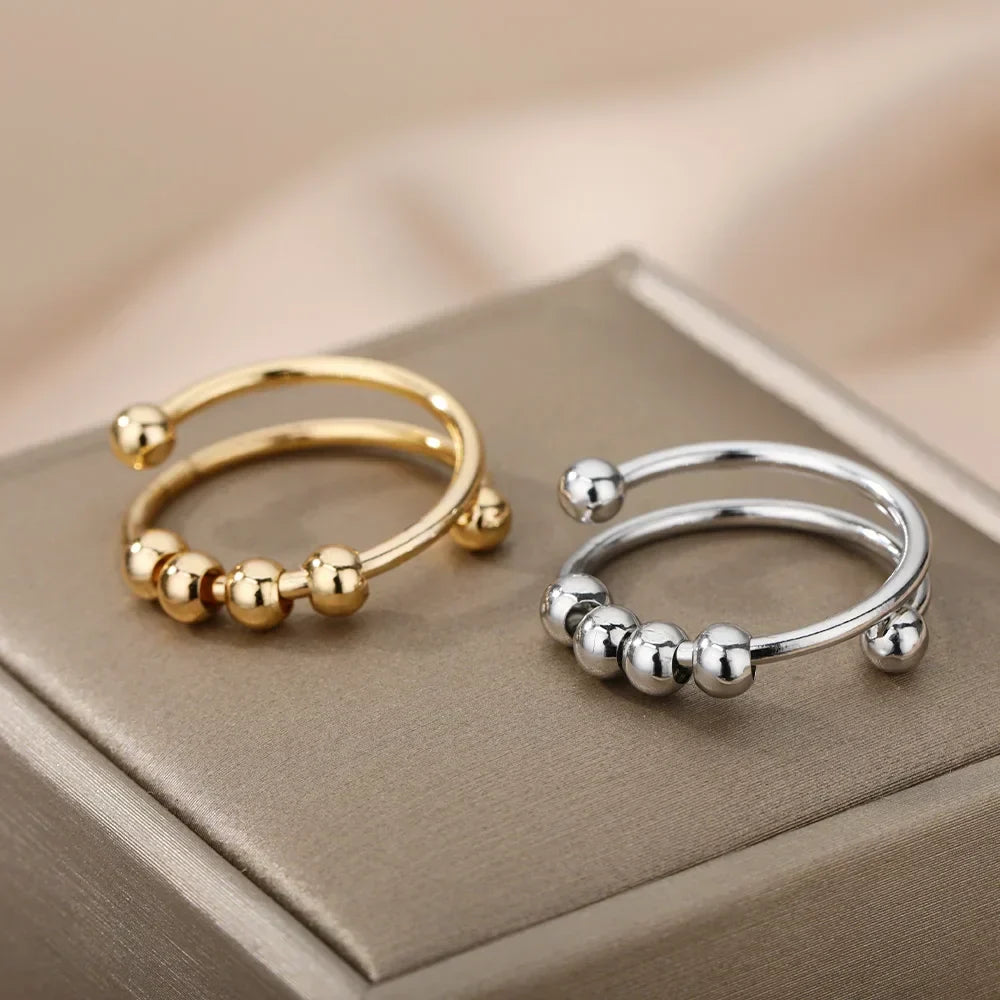 Maelis – Bague anti-stress avec perles tournantes