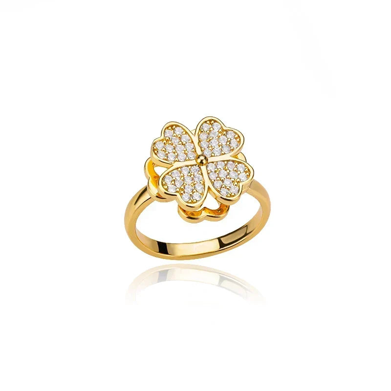 Dazel – Bague Tournante Antistress de Trèfle à Quatre Feuilles