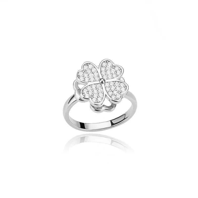 Dazel – Bague Tournante Antistress de Trèfle à Quatre Feuilles